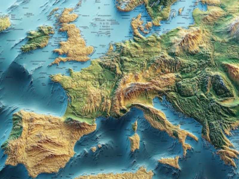topographic map of Europe